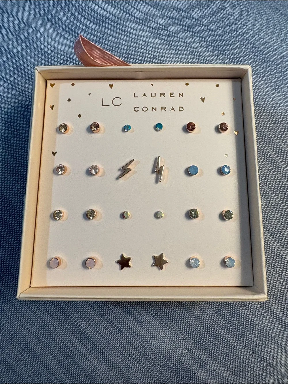 LC Lauren Conrad Multi-Color Cubic Zirconia and Silver Stud Earring Set